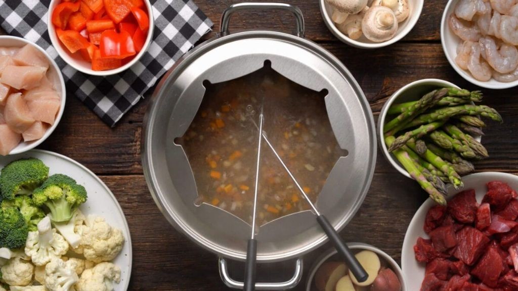 Classic Beef Fondue with Garlic Herb Broth