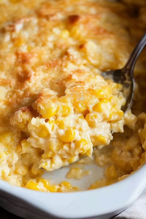 Classic Creamy Scalloped Corn with Cheddar