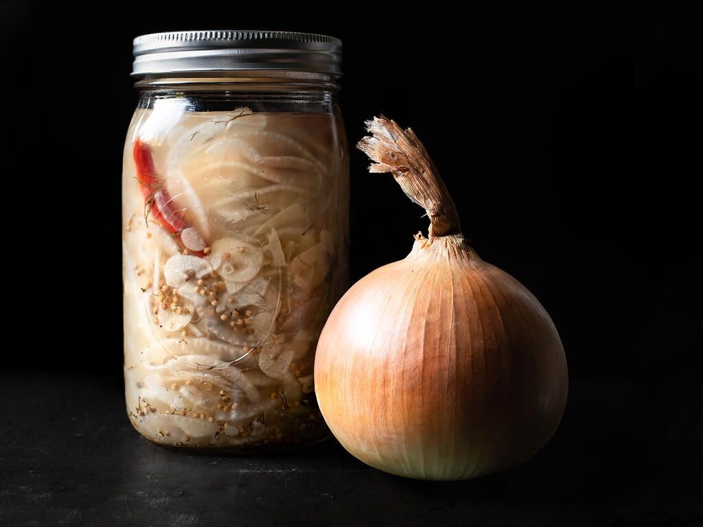 Classic Dill Pickled Onions with Garlic