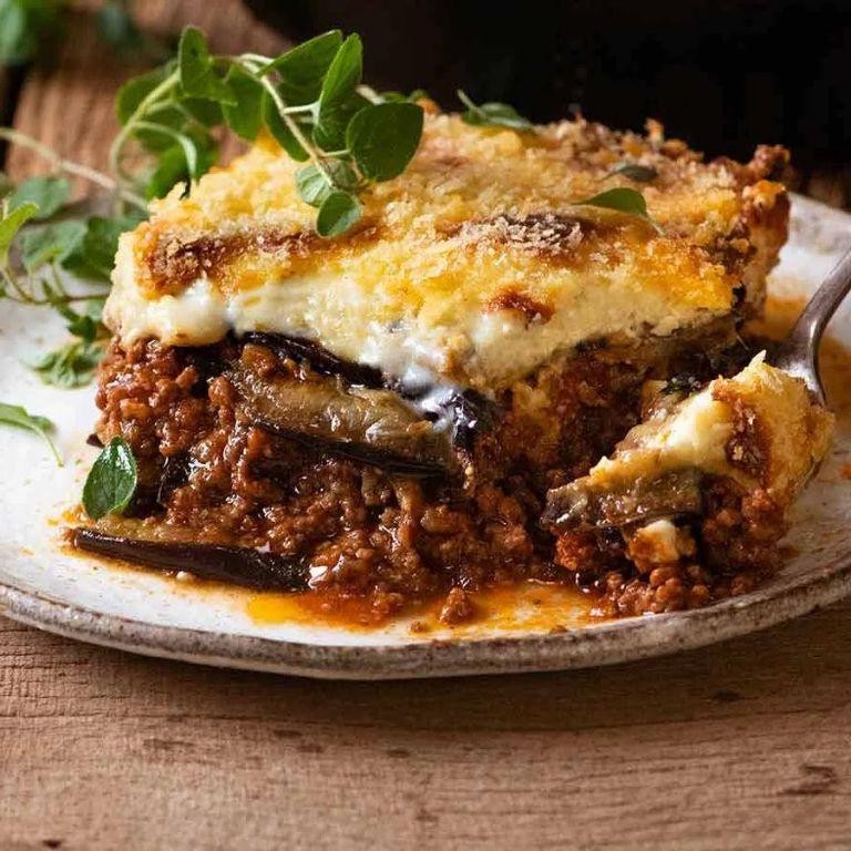 Classic Greek Moussaka with Ground Beef and Eggplant