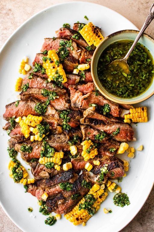 Classic Grilled Ribeye Steak with Chimichurri Sauce