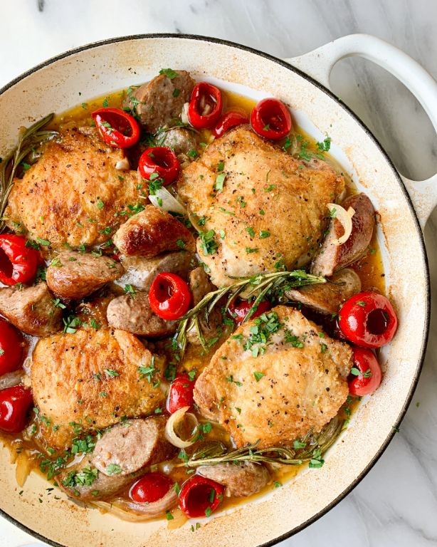 Classic Italian Chicken Scarpariello with Vinegar Peppers