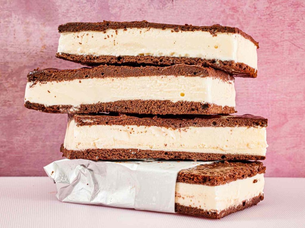 Classic Vanilla Ice Cream Sandwich with Chocolate Wafers