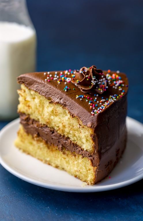 Classic Vanilla Yellow Cake with Chocolate Frosting