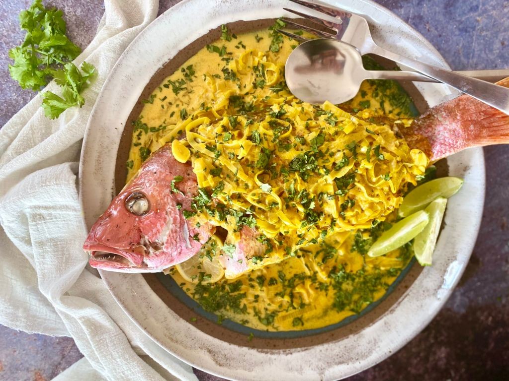 Coconut Curry Whole Red Snapper with Jasmine Rice
