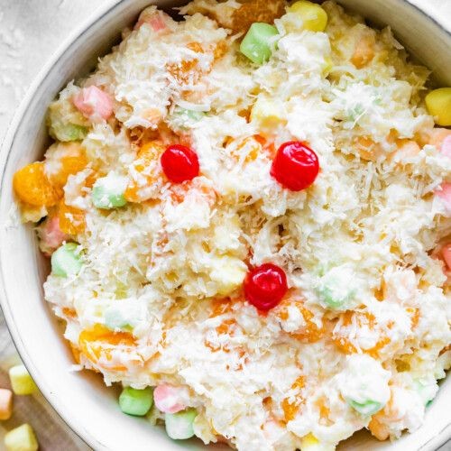 Coconut Fluff Salad with Toasted Almonds