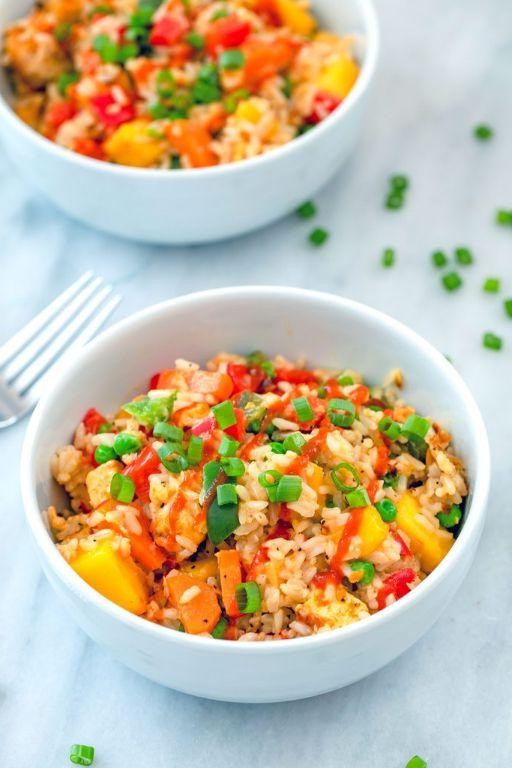 Coconut Fried Rice with Mango Slices