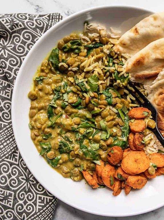 Coconut Milk Lentil Curry with Spinach