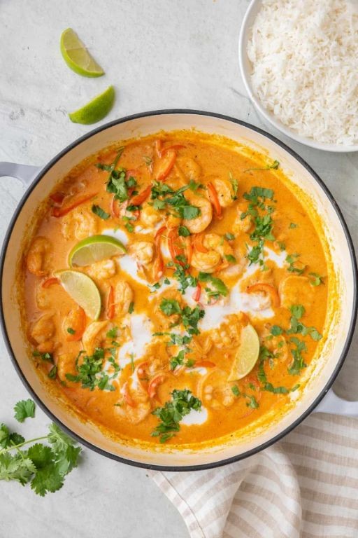 Coconut Milk Shrimp Curry with Basil