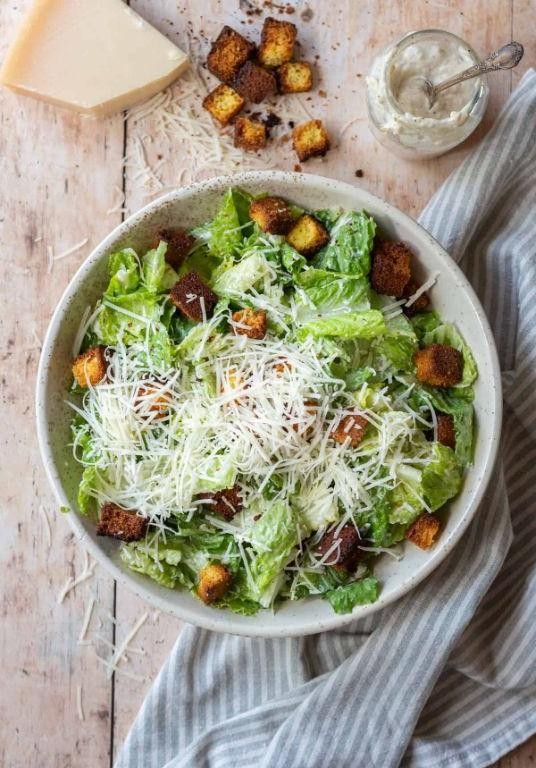 Cod Caesar Salad with Croutons