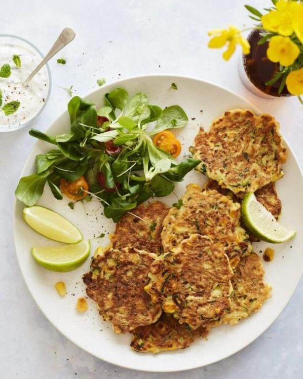 Cod and Corn Fritters with Herb Dip