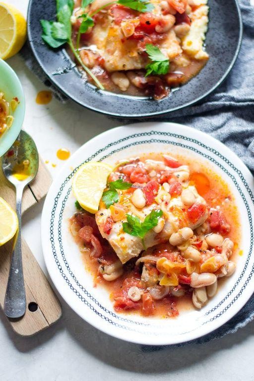 Cod and White Bean Stew with Garlic Bread