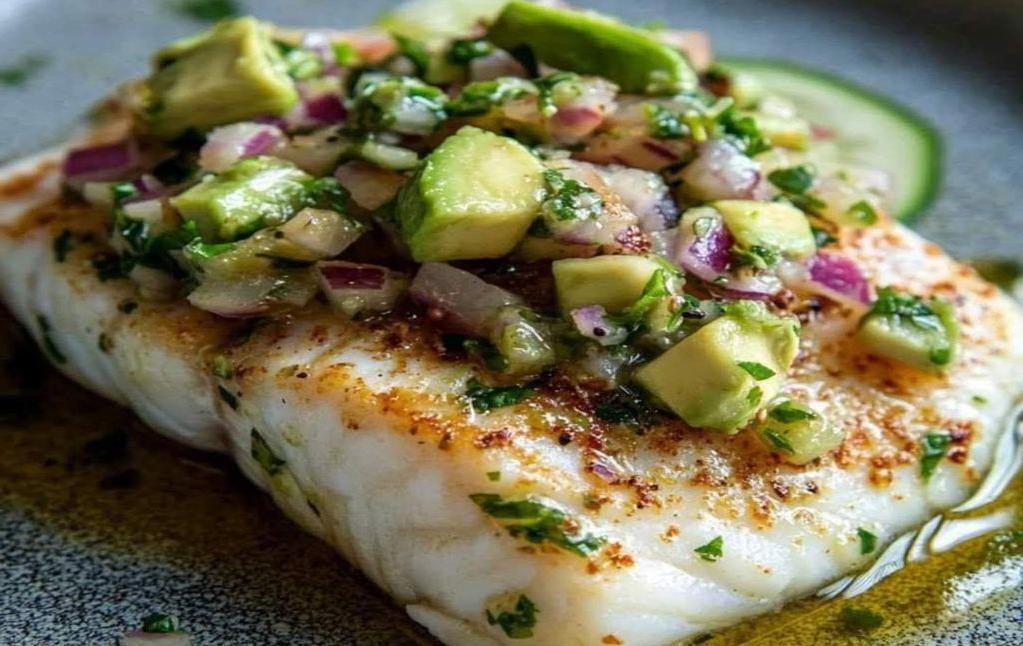 Cod with Avocado Lime Sauce