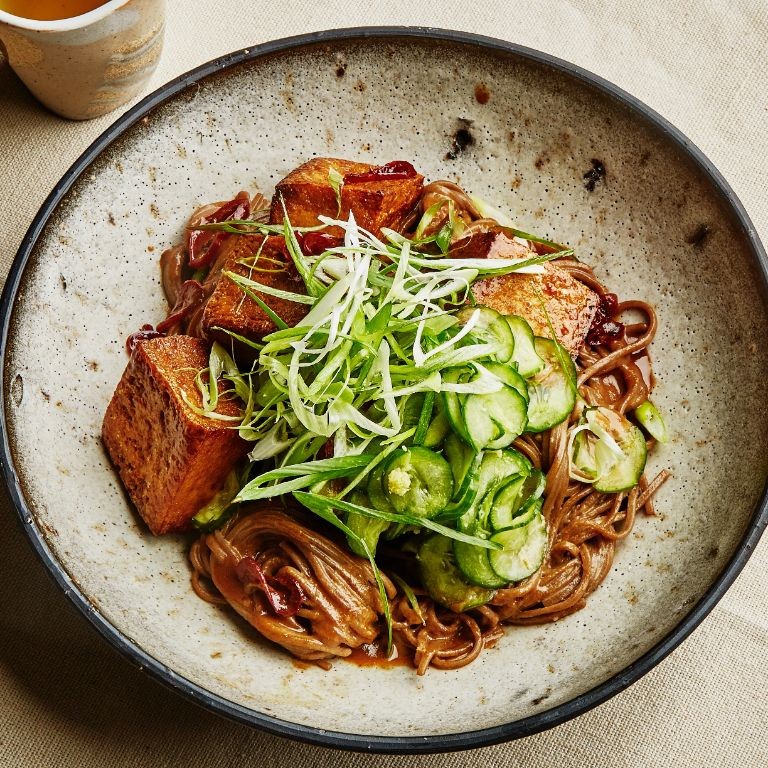 Cold Sesame Noodles with Crispy Tofu