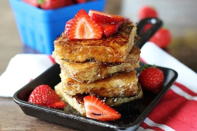 Cornbread French Toast with Maple Syrup