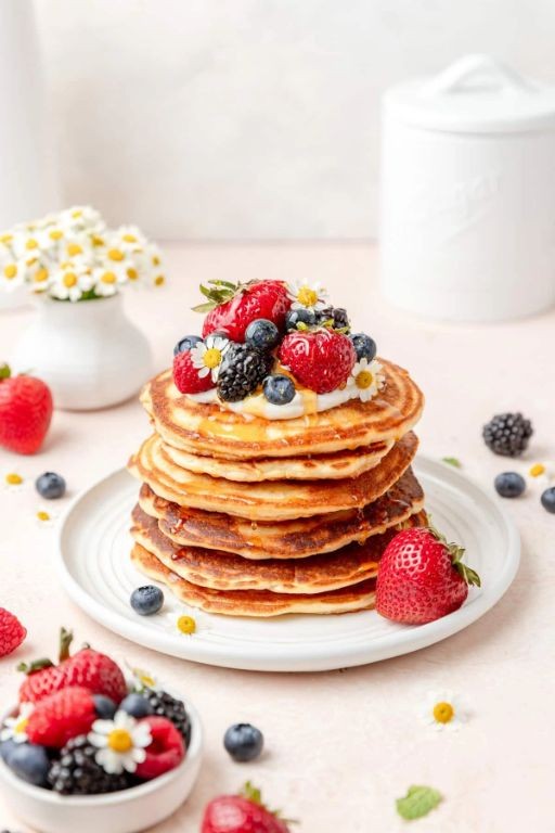 Cornbread Pancakes with Fresh Berries
