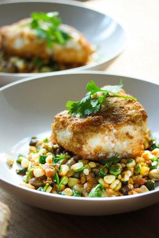 Cornmeal and Chili Crusted Halibut