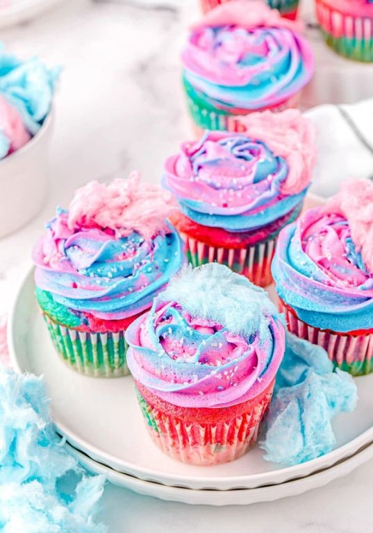 Cotton Candy Pink Cupcakes with Vanilla Frosting