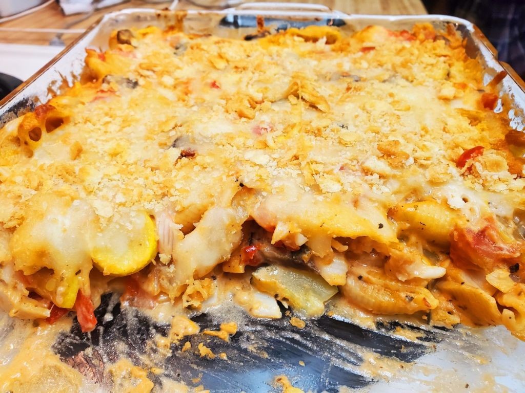 Crab and Pasta Alfredo Casserole