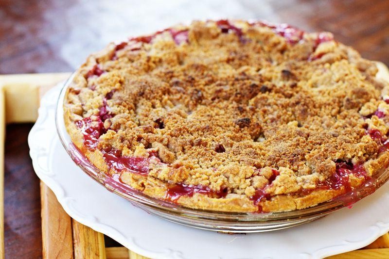 Cranberry Rhubarb Pie with Cardamom Infusion