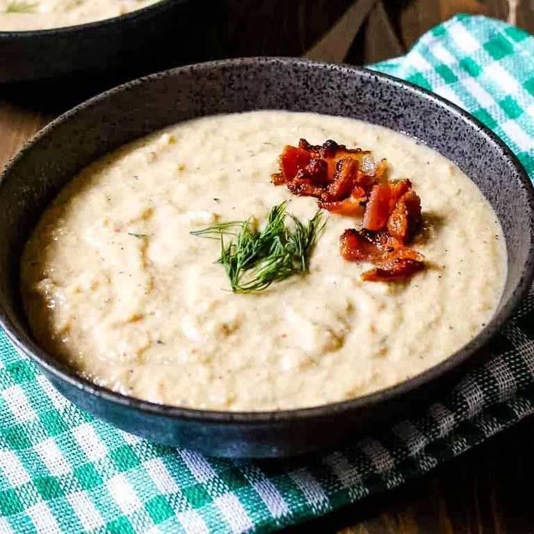 Cream of Celery with Bacon Bits