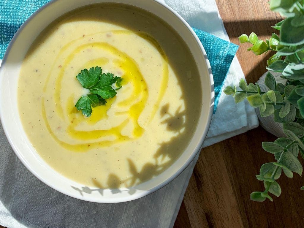 Cream of Celery with Leeks and Herbs
