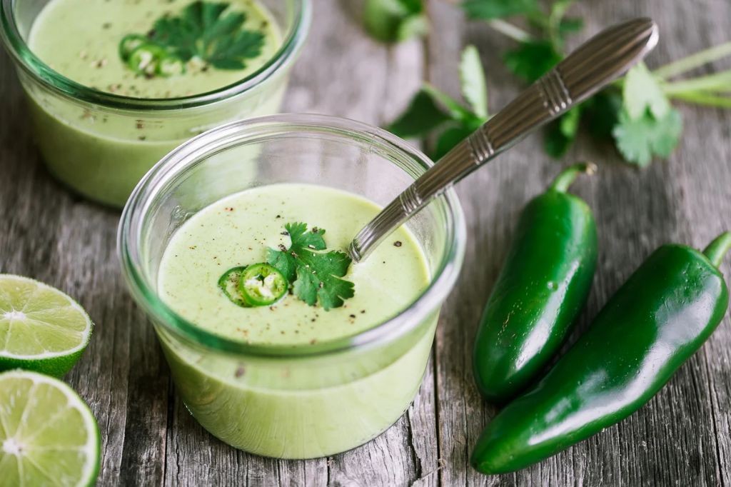 Cream of Jalapeno Soup with Lime and Cilantro