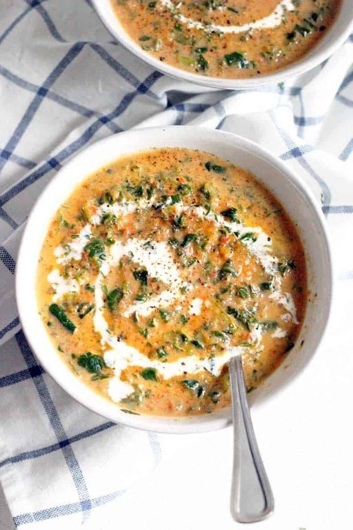 Cream of Spinach and Tomato Soup
