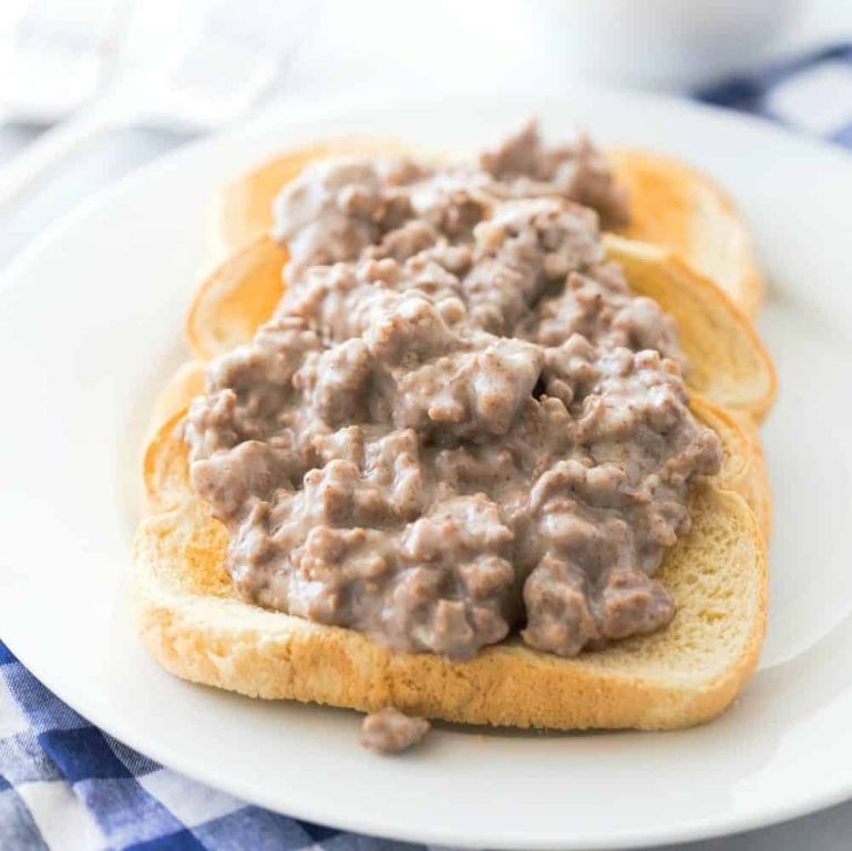 Creamy Beef and Onion Gravy over Biscuits