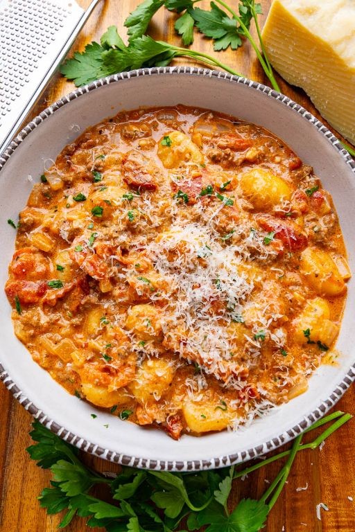 Creamy Beef and Tomato Gnocchi