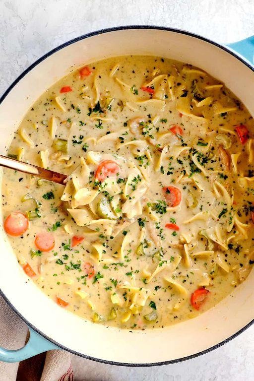 Creamy Chicken Noodle Soup with Herbs