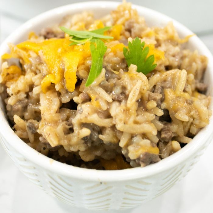 Creamy Ground Beef and Rice Bake
