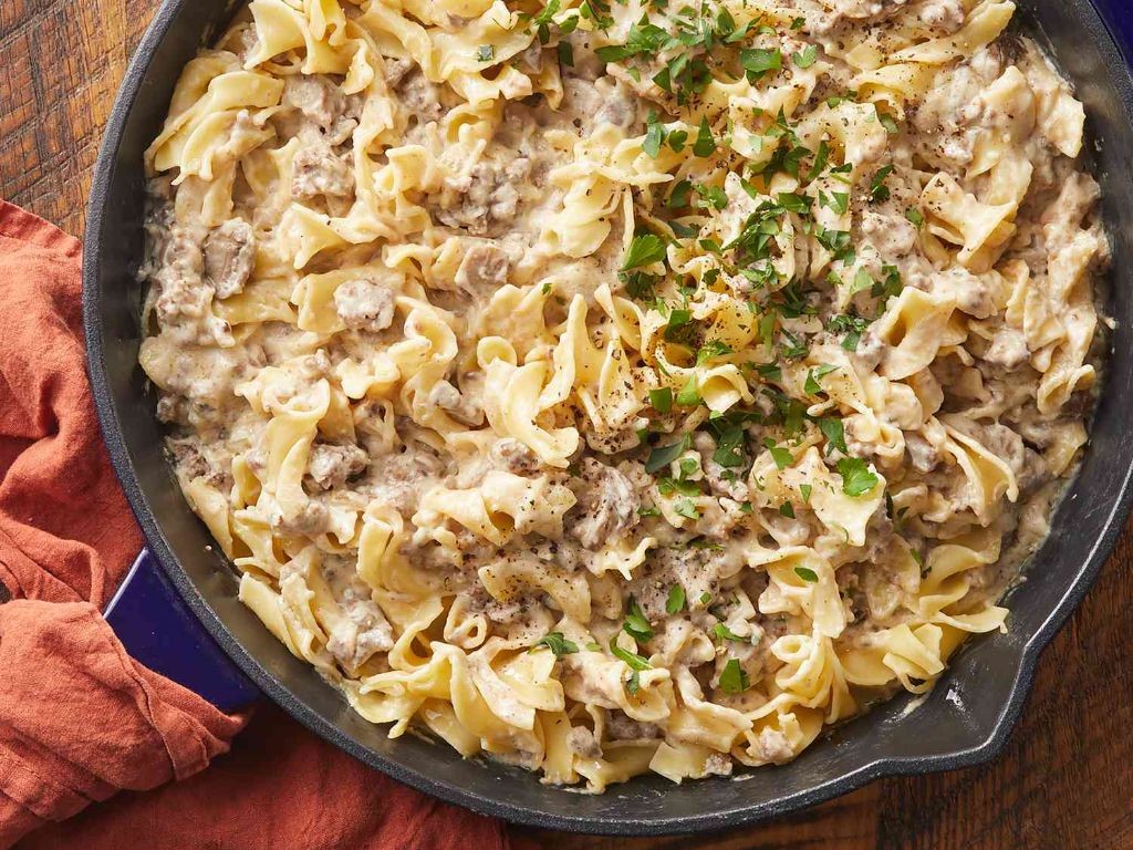 Creamy Hamburger Skillet Stroganoff