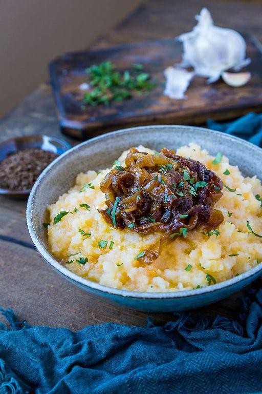 Creamy Mashed Rutabaga with Caramelized Onions