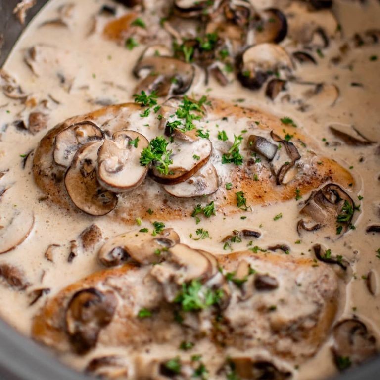 Creamy Mushroom Chicken Legs in the Slow Cooker