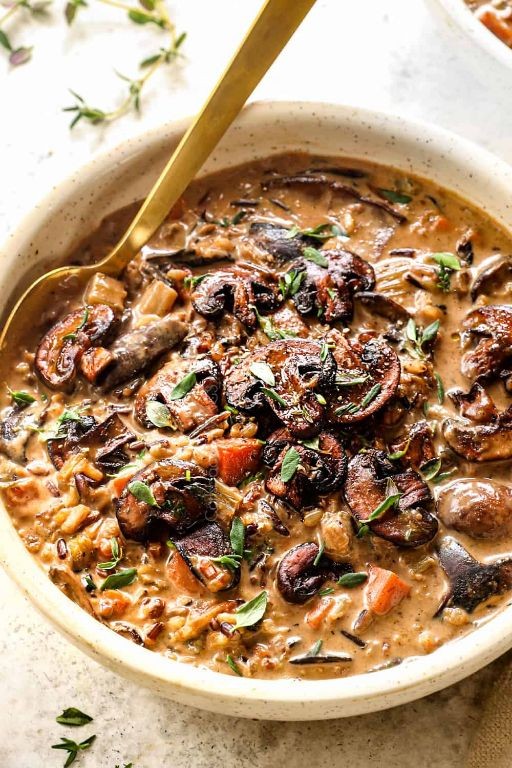 Creamy Mushroom and Wild Rice Stew
