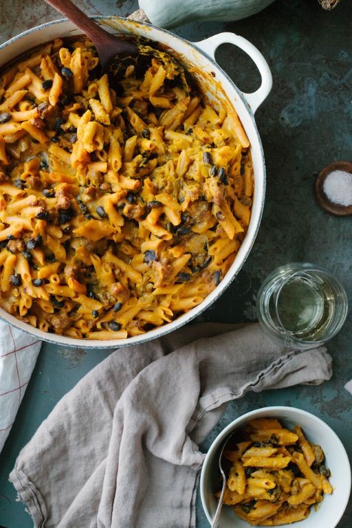 Creamy Red Kuri Squash Pasta with Garlic Butter