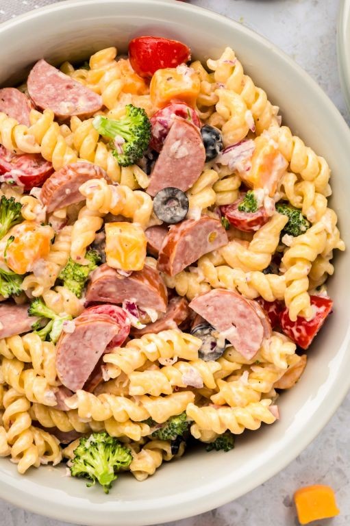 Creamy Sauerkraut and Sausage Pasta Salad