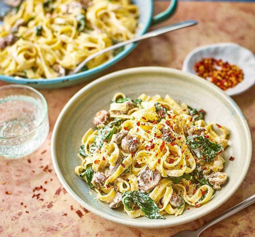 Creamy Spinach and Mushroom Pasta