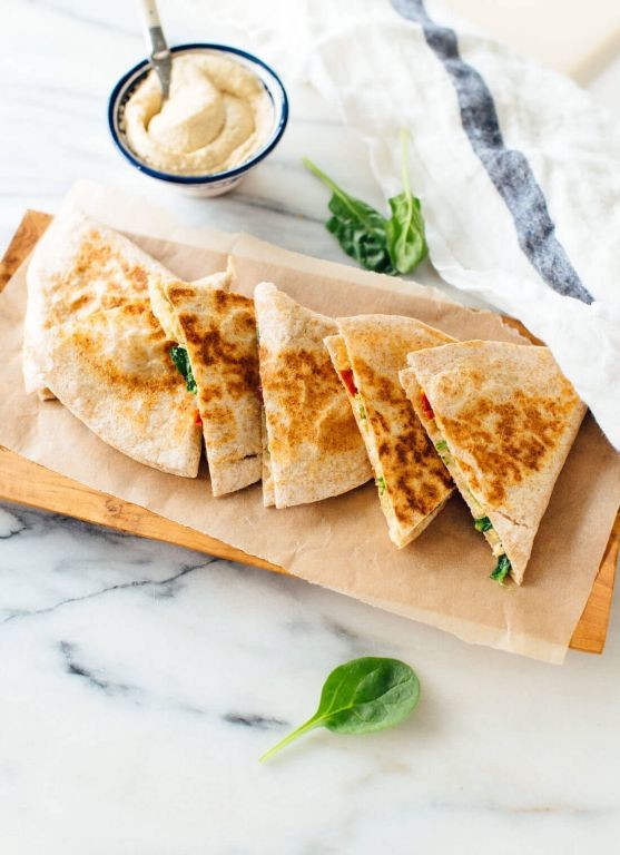 Crispy Chicken Hummus Quesadilla