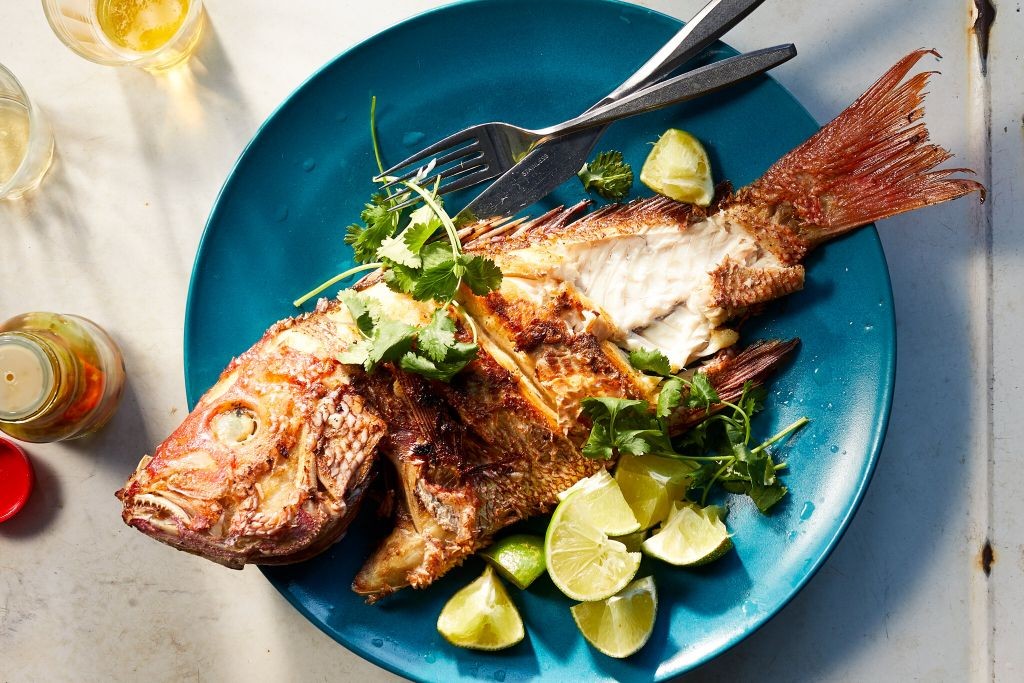 Crispy Pan-Fried Whole Red Snapper with Chili Lime Sauce