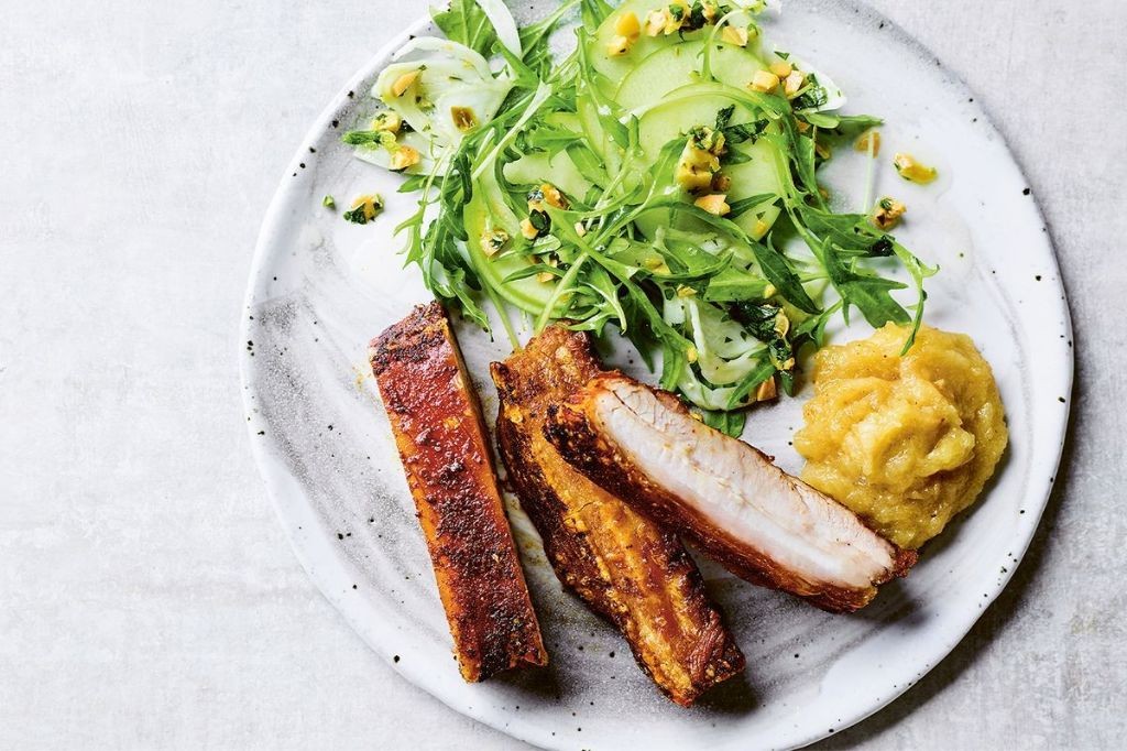 Crispy Pork Belly with Apple Compote
