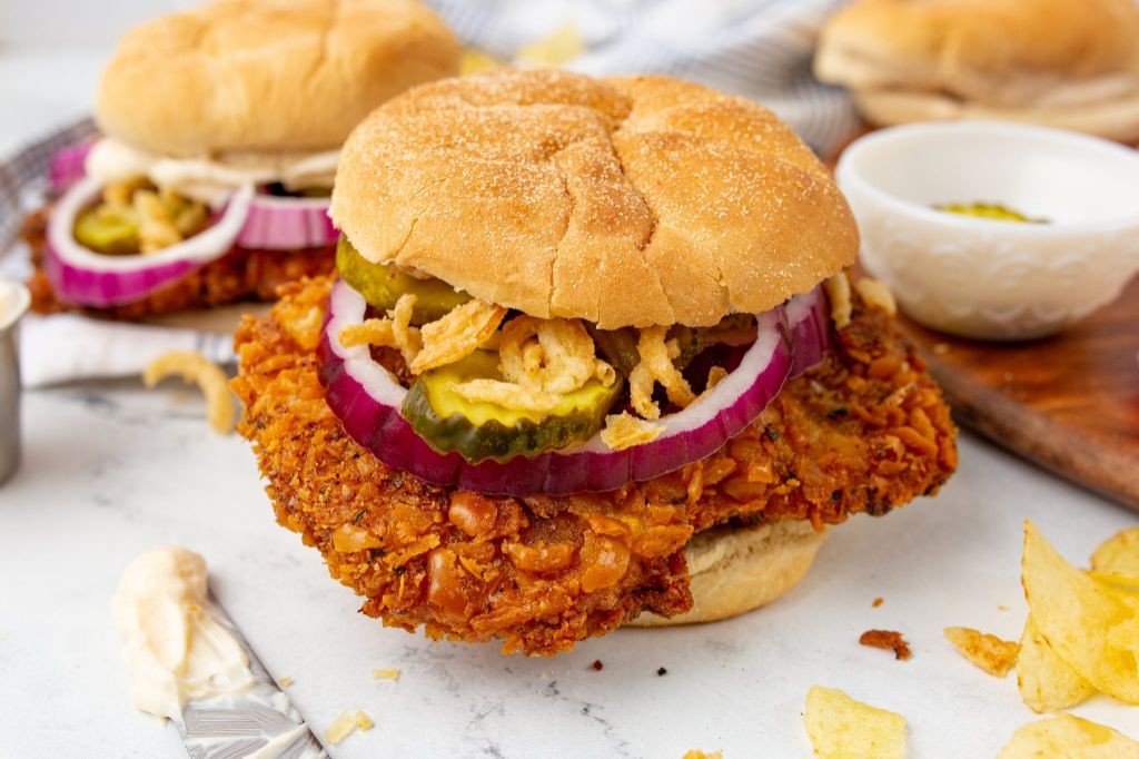 Crispy Pork Tenderloin Sandwich with Pickles
