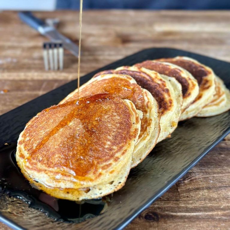 Crispy Skillet Hoe Cakes with Maple Syrup