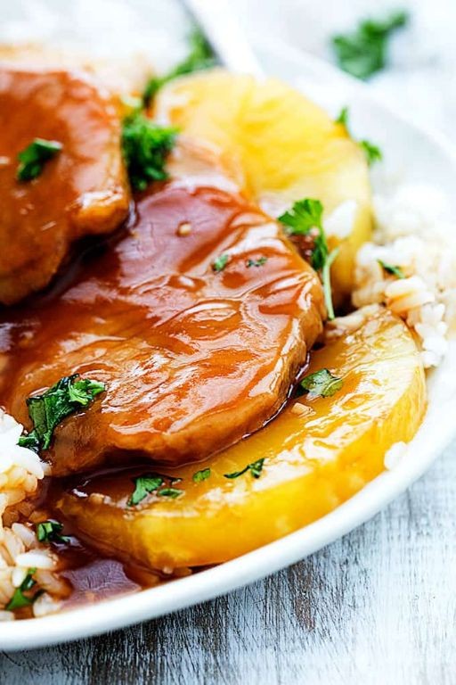 Crock Pot BBQ Pork Steaks with Pineapple