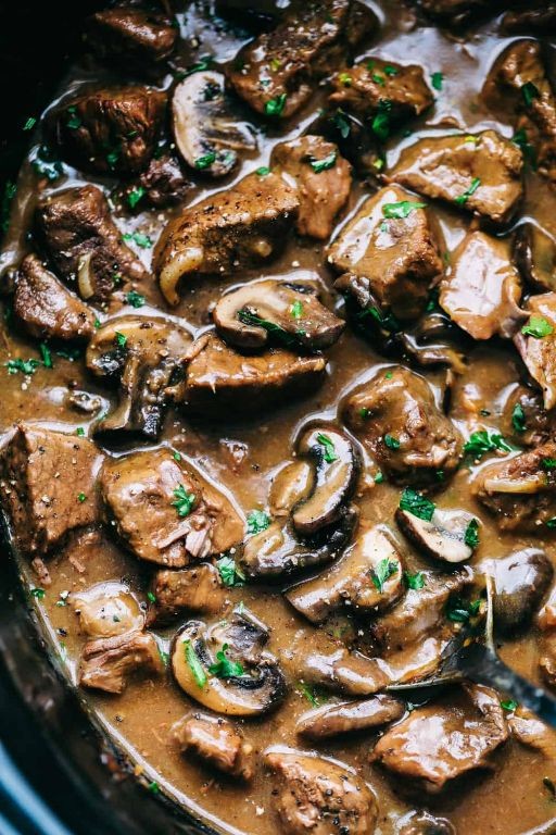 Crock Pot Beef Tips and Mushrooms