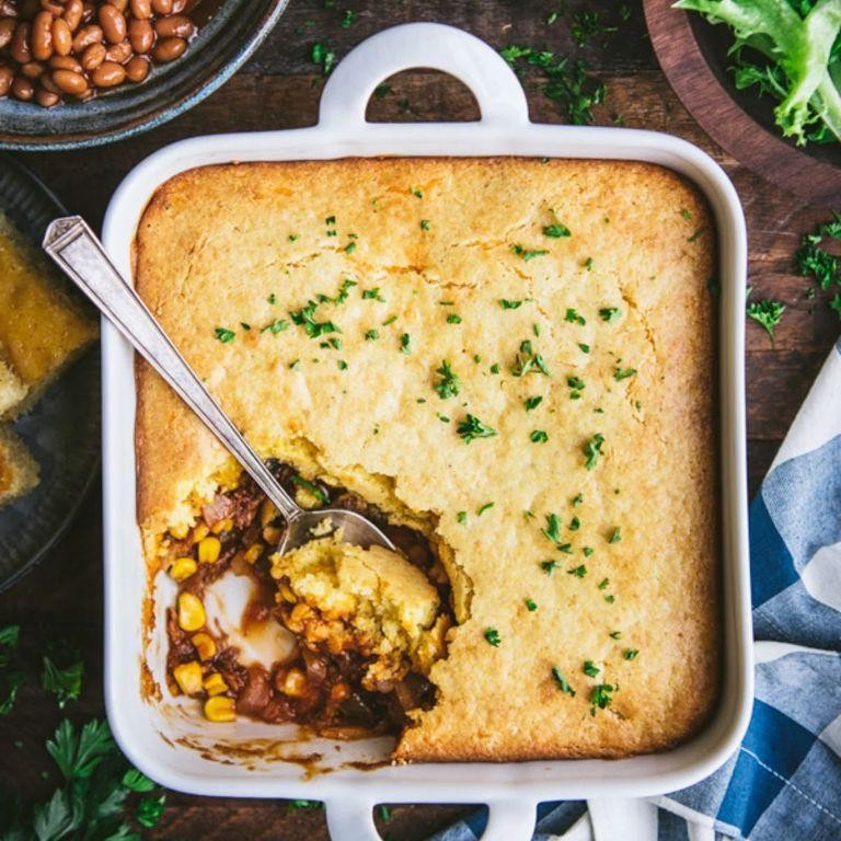 Crock Pot Ground Pork and Cornbread Casserole
