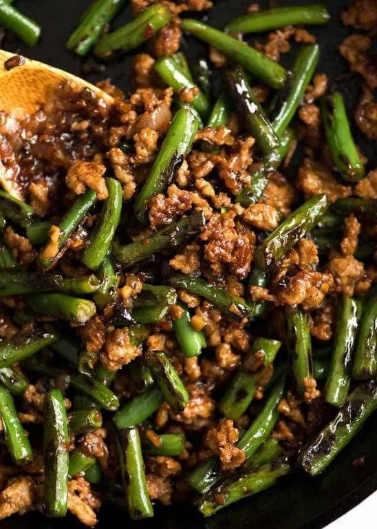 Crock Pot Ground Pork and Green Bean Stir-Fry