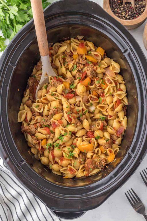 Crock Pot Ground Pork and Tomato Basil Pasta Sauce