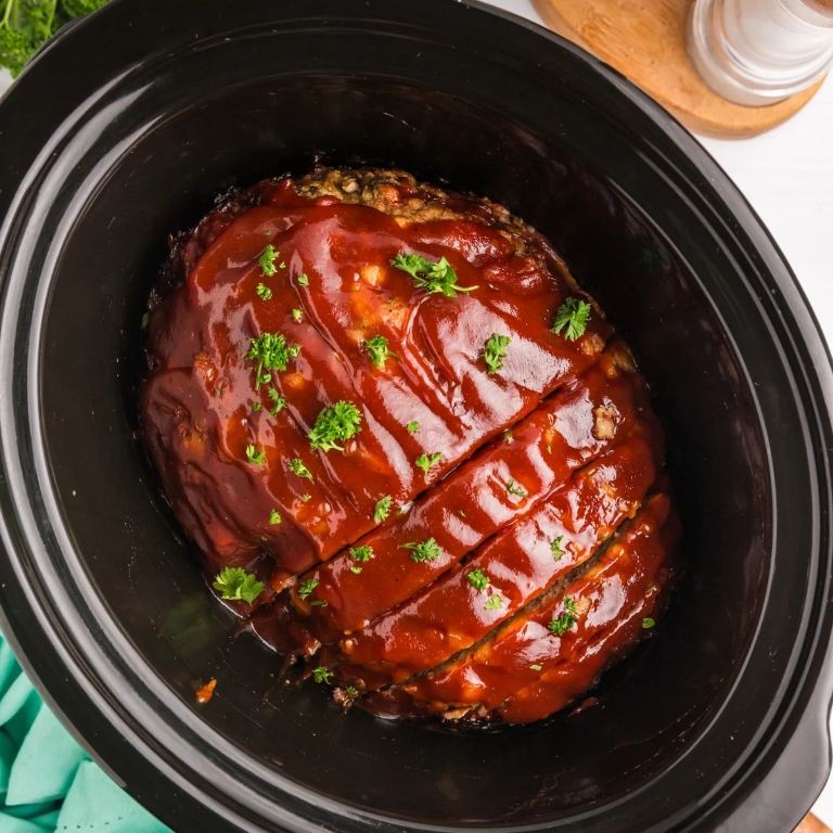 Crock Pot Meatloaf with Tangy Glaze